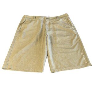 O’Neill Hybrid Boardshorts Men’s 34 Tan Stripe 22” Zip Fly Surf Shorts 151BA021B